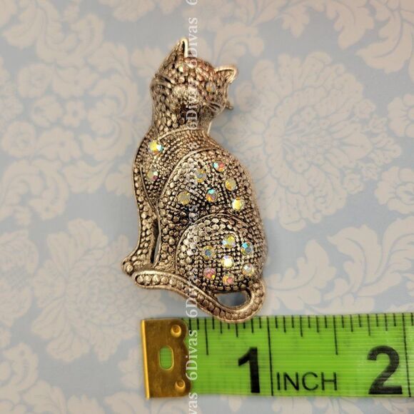 LARGE Gorgeous Cat Kitty Brooch Pin - Picture 7 of 7